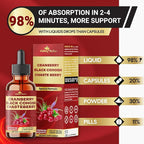 23in1 Cranberry Liquid Drops with, Vitamin D3, K2, C, E, Cranberry, Black Cohosh, Chasteberry, Wild Yam, D-Mannose, Probiotics, Maca & More to support health, Immunity - 30 Days Supply - 1FL Oz