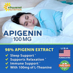 aSquared Nutrition Apigenin 100mg with L-Theanine 100mg Gummies - Apigenin Supplement for Sleep - Natural Extract Gummy Alternative to Capsules, Pills, Powder & Tea - 2 Per Serving (Pack of 3)