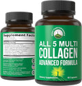 Peak Performance All 5 Multi-Collagen Capsules - 90 Pills of Grass Fed Peptides Protein - Supplement with All 5 Collagen Types I, II, III,V, X from Beef, Fish, Eggshell, and Chicken Bone Broth