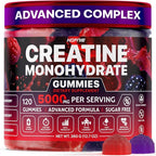 Creatine Monohydrate Gummies 5000 mg – Vegan, Sugar-Free Pre Workout Creatine for Men & Women – Raspberry & BlackBerry Flavored Chewable Creatine Monohydrate, 120 Gummies (30-Day Supply)