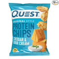 Quest Nutrition Cheddar & Sour Cream Protein Chips, 19g Protein, 4g Net Carbs, Low Carb, Gluten Free, 1.1 oz (Pack of 12)