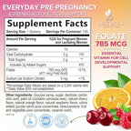 Folic Acid Gummies for Women - Folate 785 mcg Per Serving - Essential Prenatal Vitamins for Mom & Baby, Vegan Folic Supplement Gummy, Daily B9 Vitamin, Before During After Pregnancy - 120 Gummies