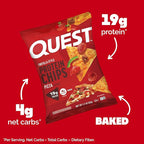 Quest Nutrition Pizza Tortilla Style Protein Chips, 19g Protein, 4g Net Carbs, High Protein Snack, Low Carb, Gluten Free, 1.01 oz bags, 4 Count