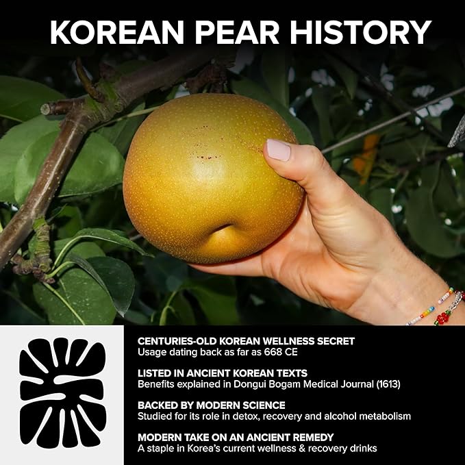 Seoul Tonic Patented "Post Party" Korean Pear and Apple Cider Vinegar Natural Tonic with Ginseng Patented Formula for Easier Morning with Potassium DHM 100ML Pack of 12