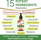 15-in-1 Liquid Multivitamin for Dogs & Cats - Glucosamine for Dogs, Cranberry, Vitamin B Complex - Balanced Ingredients for Joint, Digestive, Immune, Skin & Coat and UTI Support - US Made - 2.0Fl Oz