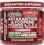 Clean Nutraceuticals AstaZen Astaxanthin Gummies 12mg - with Lycopene, Vitamins A C D E, L-Tyrosine & Selenium - Antioxidant Support Gummies - 60 Count