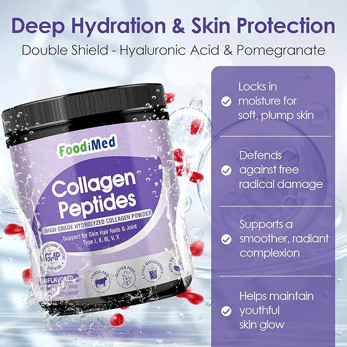 Collagen Peptides Powder - Hydrolyzed Collagen with Vitamin C, Hyaluronic Acid & Biotin - Skin, Hair, Nails, Joint & Anti-Aging Support, 35 Servings