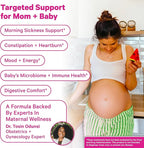 Pink Stork Prenatal Probiotics for Women - Vitamin B6, Prebiotics, Morning Sickness, Gut Microbiome, Pregnancy Probiotic, Immune Support, Pregnancy Must Haves - 60 Capsules