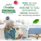 Lifeable Postnatal Multivitamin with Iron, Choline and Iodine | Great Tasting Postnatal Vitamins for Women Breastfeeding | Vegetarian Non-GMO Lactation Supplement | 90 Gummies