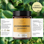 HERBAMAMA Ashwagandha Gummies - 2000mg Pure Ashwagandha Root with Black Pepper for Calm & Mood Support - Vegan, Non-GMO Calming Supplements for Adults - 90 Pectin-Based Banana-Flavored Chews