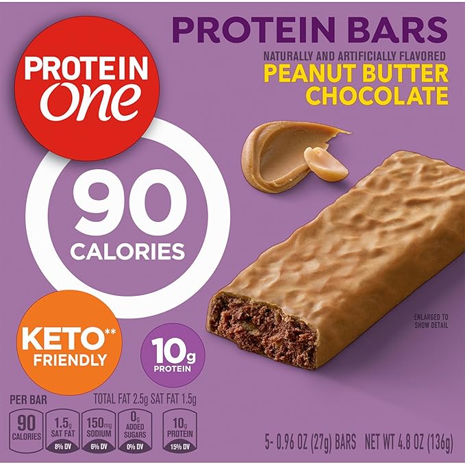 Protein One 90 Calorie Protein Bars, Peanut Butter Chocolate, Keto Friendly, 5 Ct, 4.8 oz
