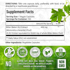 Bitter Melon Capsules| 150 Vegan Capsules| 150 Days Supply| 9,000mg per Serving| Bitter Melon Fruit 25:1 Extract| 100% Pure & Natural| Gluten-Free Supplement| Ultimate Concentrated