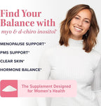 Myo-Inositol & D-Chiro Inositol Powder | Hormone Balance for Women | Ideal 40:1 Ratio | Myo 2000mg, D Chiro 50mg | Regulate Menstrual Cycle and Support Ovarian Health | 30 Servings, 2.17 oz.