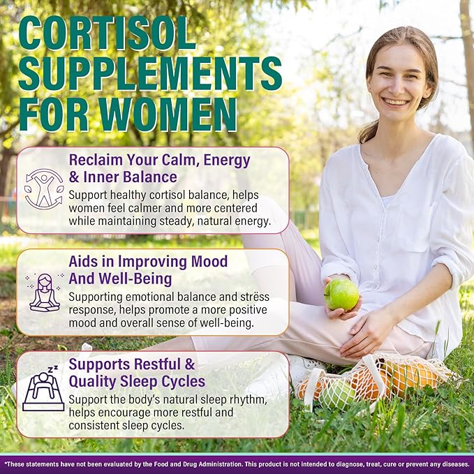 Cortisol Supplements for Women & Men, Cortisol Reducer Gummies w/ Magnesium, Ashwagandha, L-Theanine, Rhodiola, Reishi, 24 IN 1 Cortisol Detox Manager for Calm Mood, Focus & Relaxation,Vegan, 120 Cts