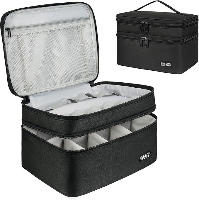 LEFOR·Z Medicine Storage Bag,Double Layers Pill Bottle Organizer Bag Empty with Lockable Zipper&Adjustable Divider,Medication Travel Carrying Bag for Pills,Vitamins,Medical Supplies