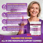 Menopause Supplements for Women Gummies, Hot Flashes & Night Sweats Support, Menopause Relief with Black Cohosh, Chasteberry & Probiotics, Sugar Free, Vegan, Grape Flavor, 60 Count