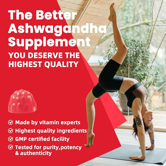 Ashwagandha Gummies & Vitamin D3 Gummy 120 Count - Organic Aswangdha Supplement for Improve Sleep, Stress Relief & Mood Calm(Mixed Berry,Vegan,Plant Based,Gluten-Free & Gelatin Free) Pack of 2
