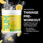 RAW Preworkout Powder, Thavage (Lemon Lime) - Chris Bumstead Sports Nutrition Supplement for Men & Women - Cbum Pre Workout for Working Out, Hydration, Mental Focus & Energy - 40 Servings