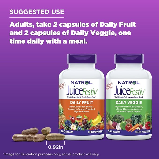 Natrol JuiceFestiv, Vitamins and Supplements for Nutrition & Well-Being, Antioxidants for Cellular Health, 90 Capsules (2-Count), Up to a 45 Day Supply