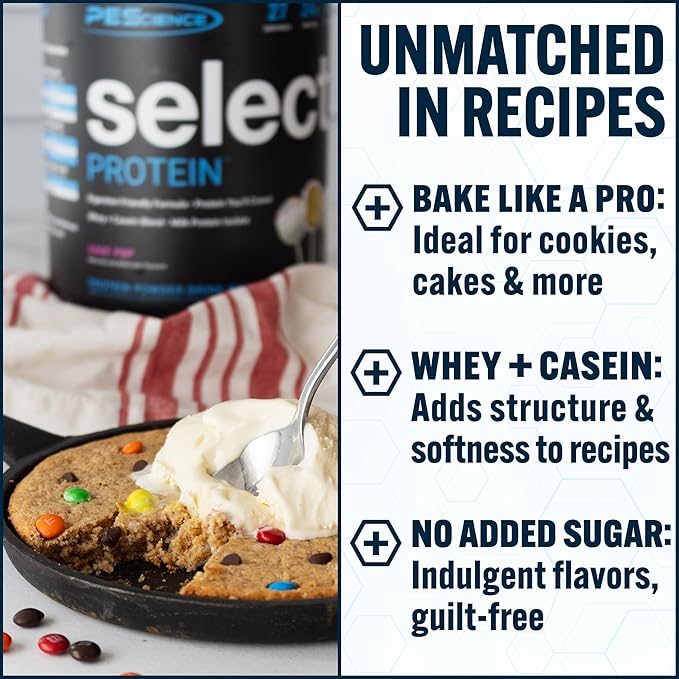 PEScience Select Protein Powder, Whey and Casein Blend, Lean Protein Powder for Women and Men, Low Calorie, Low Carb, Keto Friendly, Gluten Free, Cake Pop - 5 Servings