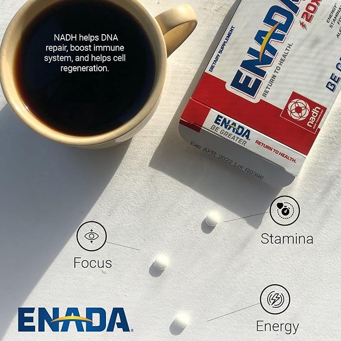 ENADA 20 x NADH Supplement | Boost Energy, Mental Focus, Stamina | Support Fatigue, Cell Regenerator | 20mg NADH 30 Lozenges (1 per Serving) | Natural Energy Supplements for Women and Men