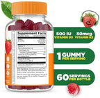 Lifeable Kids Vitamin D3 K2 Gummies | 500iu D3 and K2 100mcg | Great Tasting D3 and K2 Supplements | for Bone Health and Immunity | VIT D3 K2 for Kids | 60 Gummies