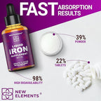 Iron Supplement for Women & Men Free Blood Builder, Iron Vitamin for Anemia | Liquid Iron Drops for Adults with MCT Oil, Natural Grape Flavor, Faster Absorption & Immune Support (2 Fl Oz)