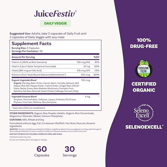 Natrol JuiceFestiv, Vitamins and Supplements for Nutrition & Well-Being, Antioxidants for Cellular Health, 60 Capsules (2-Count), Up to a 30 Day Supply