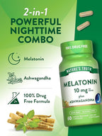 Nature's Truth Melatonin 10mg with Ashwagandha | 60 Capsules | Non-GMO & Gluten Free Supplement for Adults