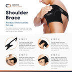 Copper Compression Recovery Shoulder Brace - Immobilizer for Torn Rotator Cuff, AC Joint Pain Relief, Dislocation, Arm Stability, Injuries, Tears - Adjustable Fits Men, Women - Black/Pink - Plus Size L/XL