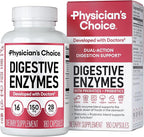 Physician's CHOICE Digestive Enzymes for Bloating & Digestion - 16 Enzymes with Organic Prebiotics & Probiotics for Gut & Digestive Health - Meal Time Discomfort Relief - Dual Action Support - 180 CT