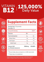Lunakai Extra Strength 3000mcg Vitamin B12 Gummies - USA Made, Delicious Daily Energy & Metabolism Support - Vegan B12 Methylcobalamin Supplement 60ct