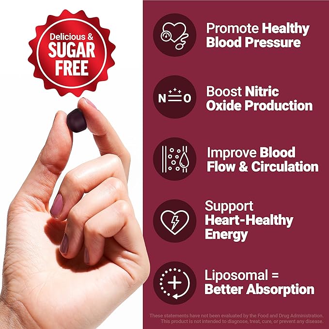Force Factor Total Beets Gummies, Blood Pressure Support, Liposomal Beet Powder for Superior Absorption, Grape Seed for Nitric Oxide, Circulation & Heart Health, Sugar Free, Mixed Berry, 60 Gummies