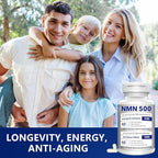 NMN 500mg Per Serving Maximum Strength - 99% Pure NMN (Nicotinamide Mononucleotide) for NAD, Cell, Immune, Energy, Anti-Aging & Longevity, Stabilized NMN Supplements 500mg - 60 Veggie Capsules