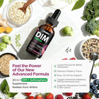 DIM Liquid Drops Supplement Women – Hormone Harmony for Women & Acne Supplements with Multivitamins, Inositol, Sulforaphane - Hormone Balance, Clear Skin & Mood Support, Mixed Berry Flavor 2 Fl Oz