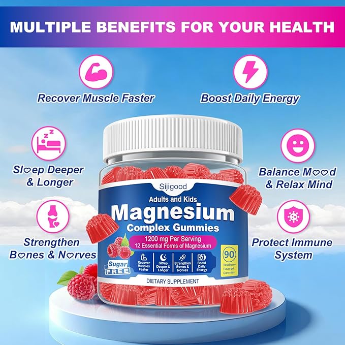 180 Count | Magnesium Complex Gummies for Women & Men, 12 Forms of Magnesium (Glycinate, Citrate& More), Magnesium Supplement with Ashwagandha – Supports Sl♡ep, Bone, Energy, Raspberry Flavor