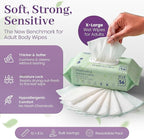 X Large Wet Wipes for Adults - Case of 10 Packs of 56 [560 Count] Disposable Incontinence Wipes, 12" x 8" Body Wipes for Elderly – Bonus 50 Individually Wrapped Travel Wet Wipes