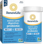 Renew Life Extra Care Digestive Probiotic Capsules, 50 Billion CFU Guaranteed, Daily Supplement Supports Immune, Digestive, Respiratory Health(1), L. Rhamnosus GG, Dairy, Soy and Gluten-Free, 90 Count
