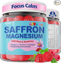 Saffron +Magnesium Glycinate +Omega-3 - Calm Focus Gummies for Kids 4+, Saffron Extract Supplement with L-Theanine, Holy Basil, Rosemary, B6, D3 for Happy Mood, Cognition, ZZz, Sugar Free, 2 Pack