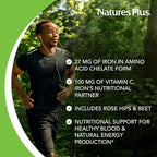 NaturesPlus Chewable Iron, Cherry - 90 Tablets - Supports Natural Energy Production - High-Potency Supplement with Vitamin C & Herbs - 90 Servings