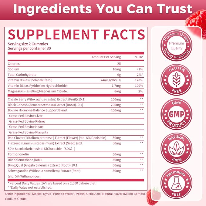 GREENPEOPLE Menopause Supplements for Women Gummies - 16-in-1 Dual Action Menopause Relief W/Black Cohosh, Vitex, Beef Organs for Hormone Balance, Hot Flashes, Night Sweats & Mood, Sugar-Free 60 CT