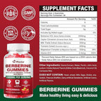 Berberine Gummies 2000mg - Natural Organic Berberine HCL Supplement - Vegan, Non-GMO, Gluten-Free - Delicious Raspberry Flavor - 60 Count