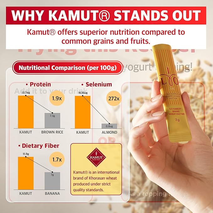 ILO Kamut Enzyme Complex – Digestive Health and Natural Metabolic Activation – Fermented Ancient Grains with Spicy Botanicals, 30 Sticks