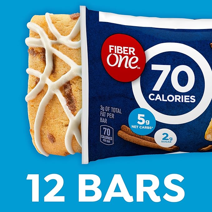Fiber One 70 Calorie Soft-Baked Bars, Cinnamon Coffee Cake, Value Pack, 12 Bars, 10.6 oz (Pack of 4)