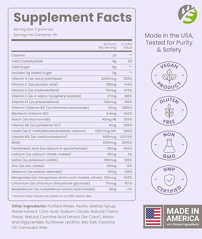 BariSlim Advanced Bariatric Multivitamin Gummies - Specially Formulated Bariatric Vitamins for Patients After Weight Loss Surgery - Supports Energy & Immune Health | Mixed Berry (90 Vegan Gummies)