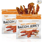 Old Fashioned Maple Bacon Jerky, Candied Jerky with 16g Protein Per Bag, Tender & Easy to Chew Fully Cooked Bacon, USA Made High Protein Carnivore Snacks (2 Bags)