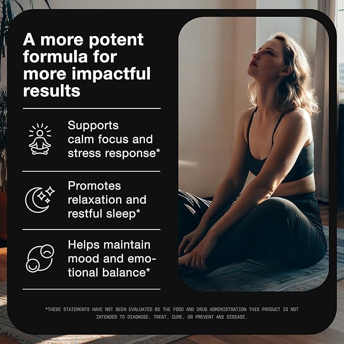 Cortisol Supplement for Women and Men — Calm, Balanced-Strength 5-in-1 Non-Drowsy, Third-Party Tested with Magnesium Glycinate, Ashwagandha, L-Theanine, Phosphatidylserine, Rhodiola — 120 Capsules