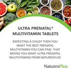 NaturesPlus Ultra Prenatal Multivitamin - 800 mcg Folate, 180 Vegetarian Tablets - Prenatal Supplement with Iron, Iodine, Calcium & B-Complex Vitamins - Gluten-Free - 90 Servings