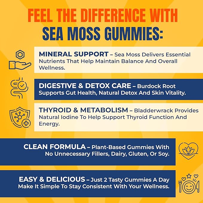 TrueSeaMoss Gummies Sample – 1200mg Irish Sea Moss + Bladderwrack & Burdock Root – Travel-Size, Vegan, Fruity, Gluten-Free – 14 Gummies – Easy On-the-Go Wellness – Made in USA