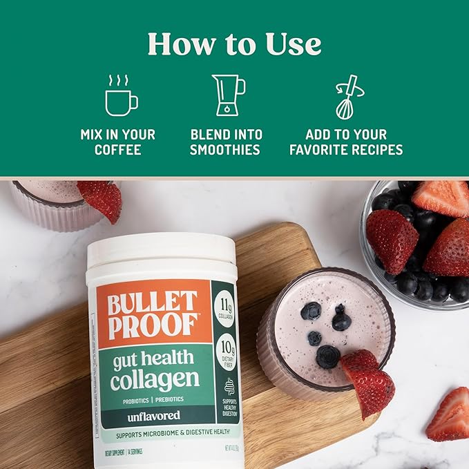 Bulletproof Unflavored Gut Health Collagen Protein, 14 Ounces, 10g Grass-Fed Collagen Peptides for Gut, Skin, Bone and Joint Support